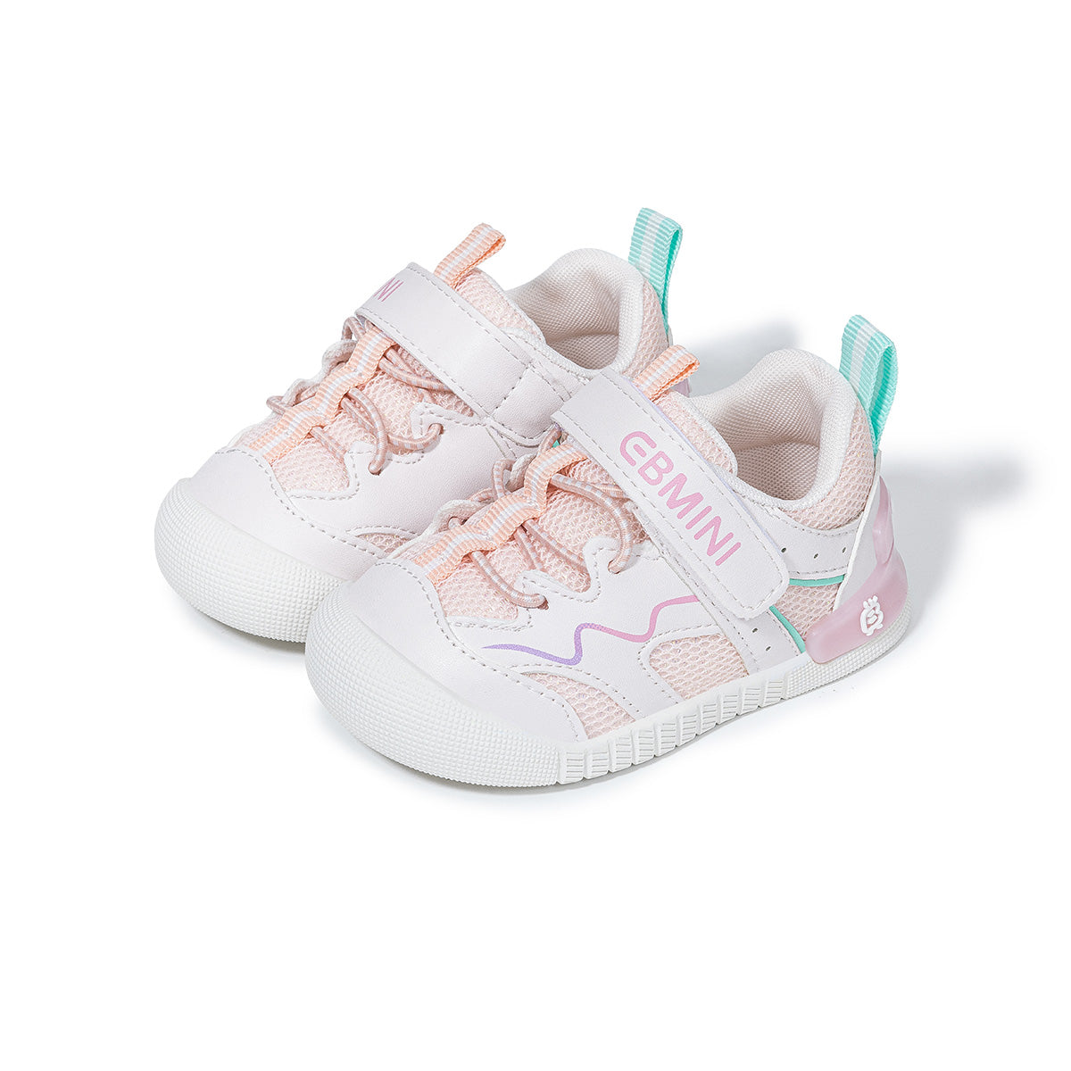 EBMINI GLOW barefoot toddler sneakers with a bold neon colorblock design