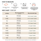 EBMINI GROOVE toddler sneaker size guide and foot measurement chart