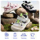 EBMINI GROVE beige green gray and lime colorblock sandals
