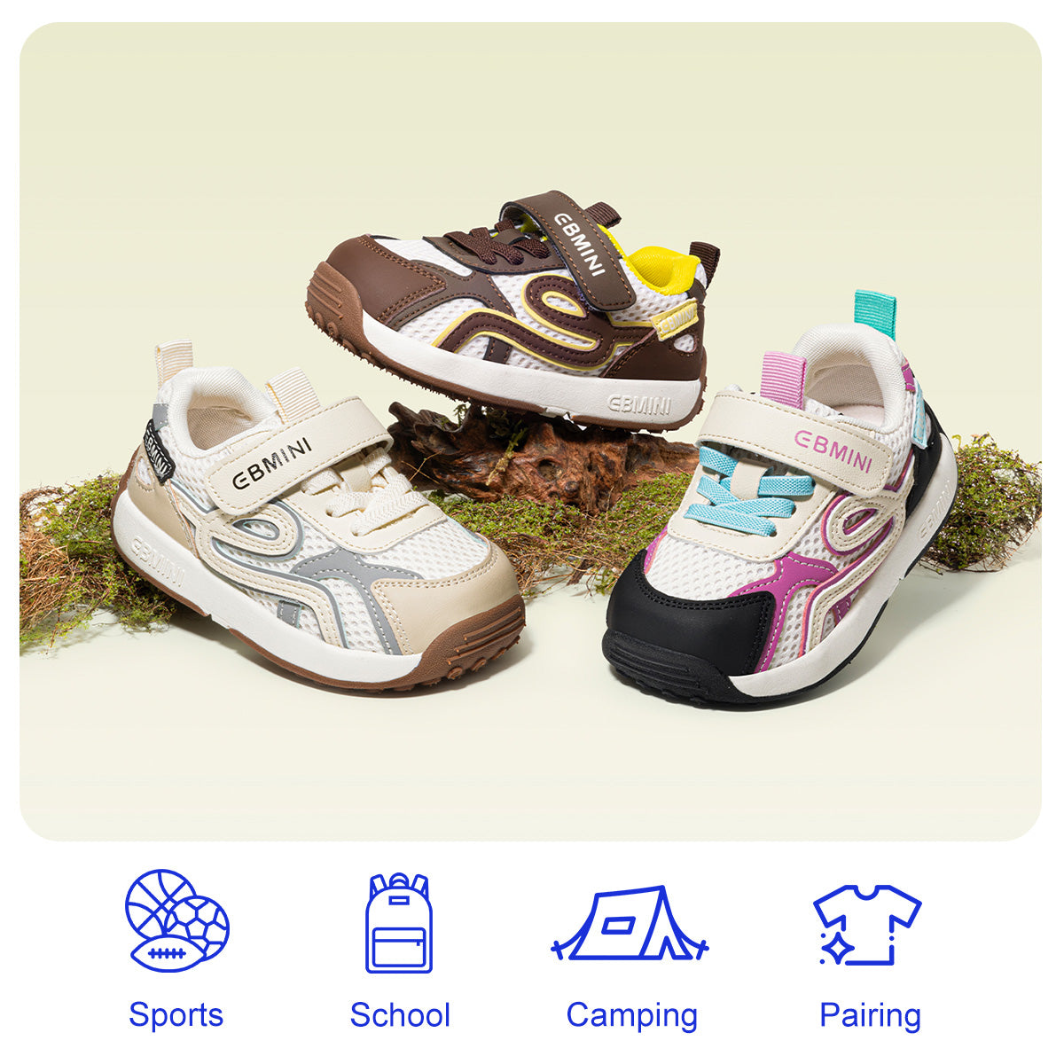EBMINI HAZE lightweight EVA-sole sneakers for everyday play