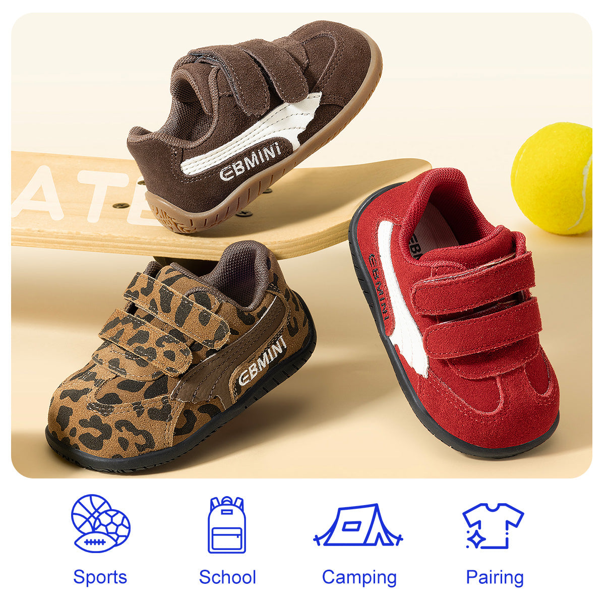 EBMINI HERITAGE suede-look toddler sneakers — toe detail