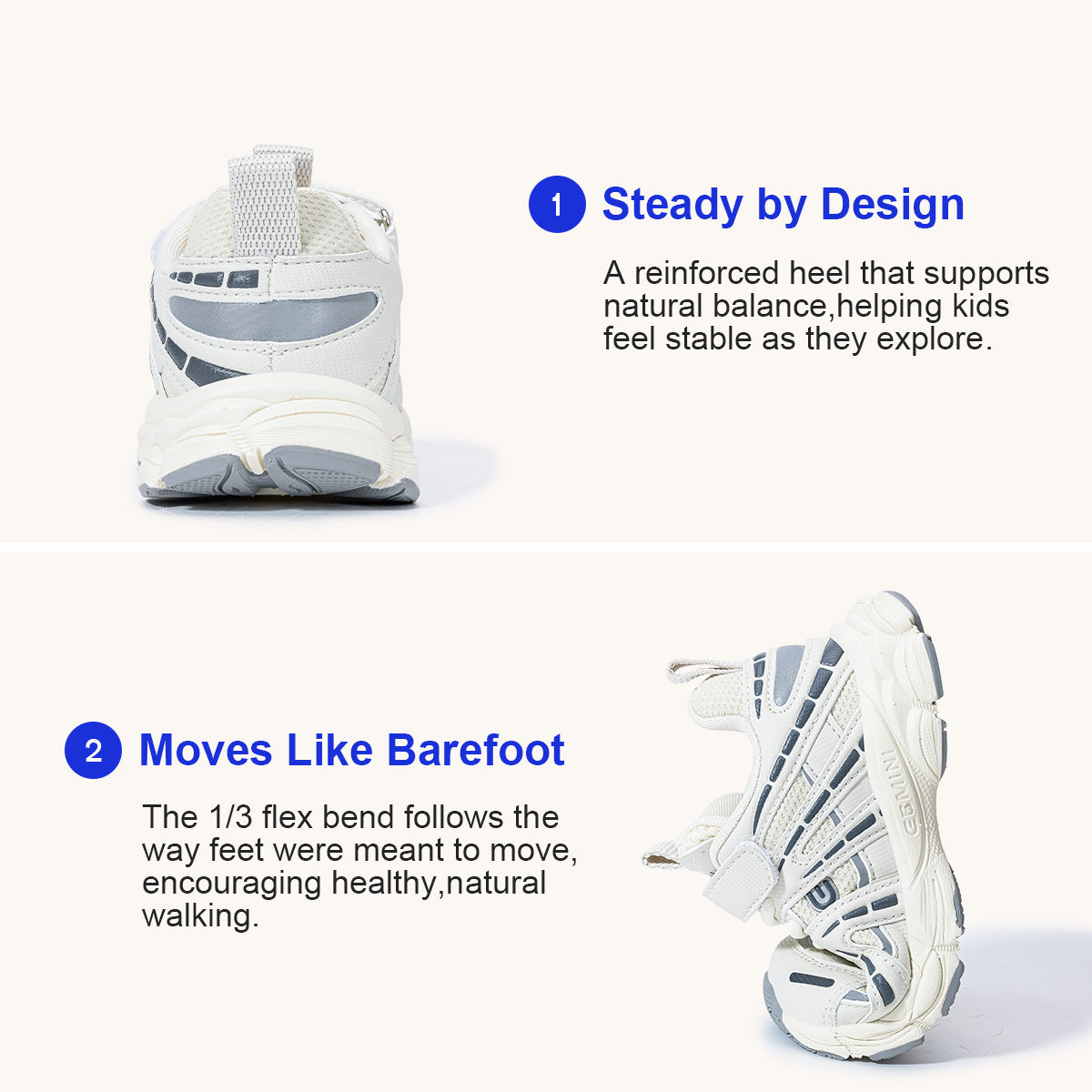 EBMINI HIGHLAND chunky mesh kids sneakers — heel detail