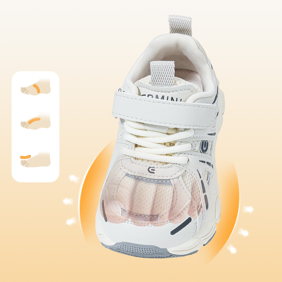 EBMINI HIGHLAND chunky mesh kids sneakers — flexibility detail