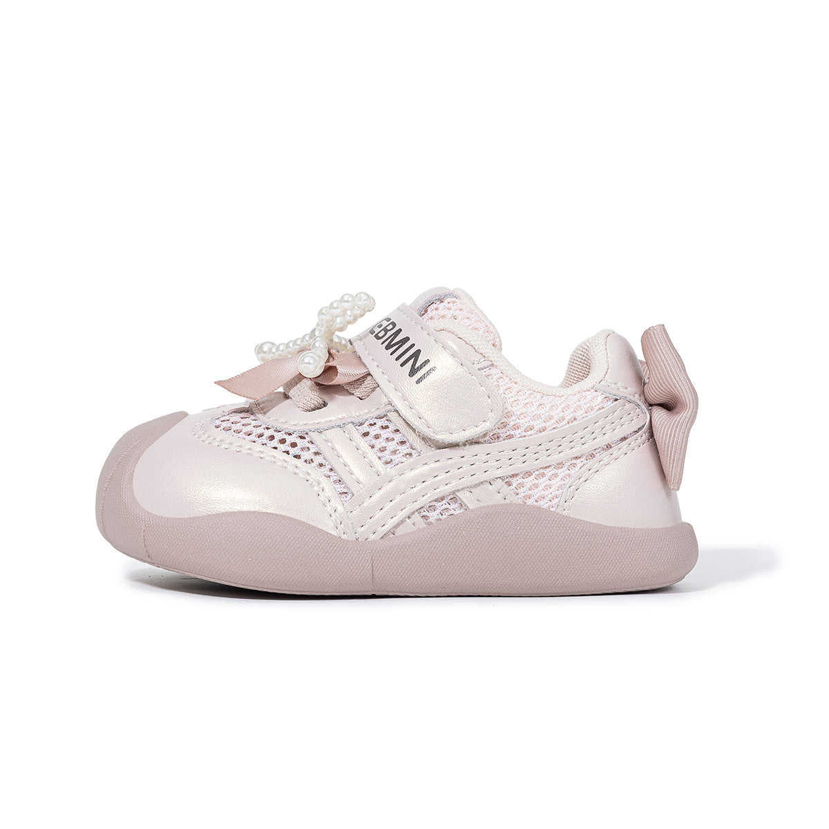 EBMINI IVORY first-walker dress sneakers with a roomy wide toe box