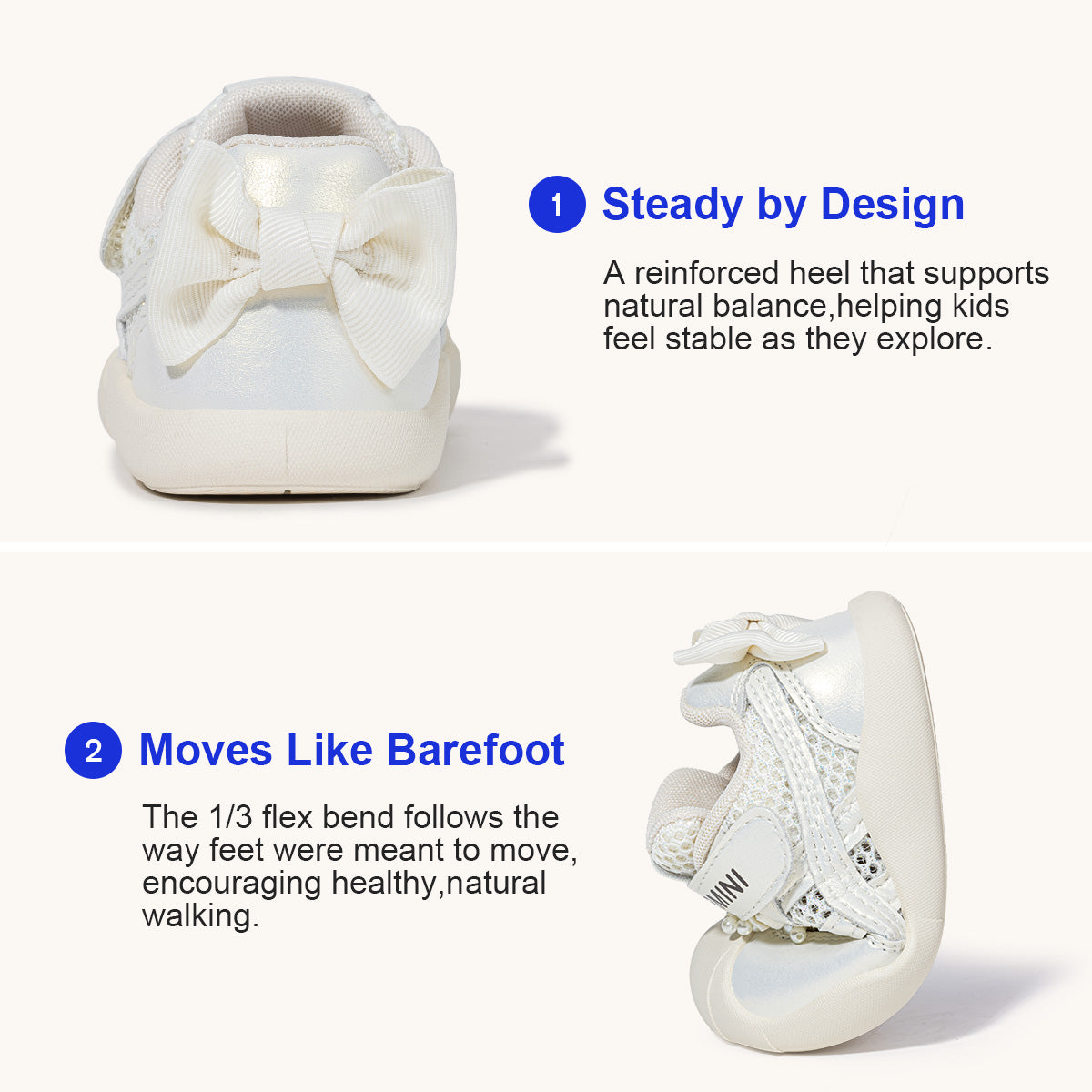 EBMINI IVORY breathable dress sneakers for toddler girls