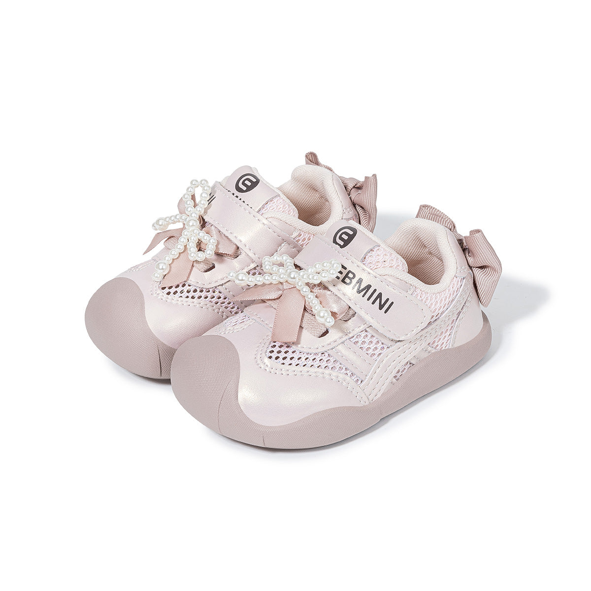 EBMINI IVORY barefoot toddler sneakers with a satin bow design