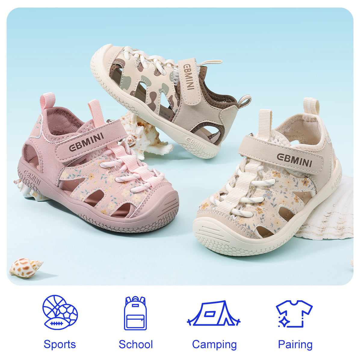 EBMINI IVY beige brown pink and white toddler sandals