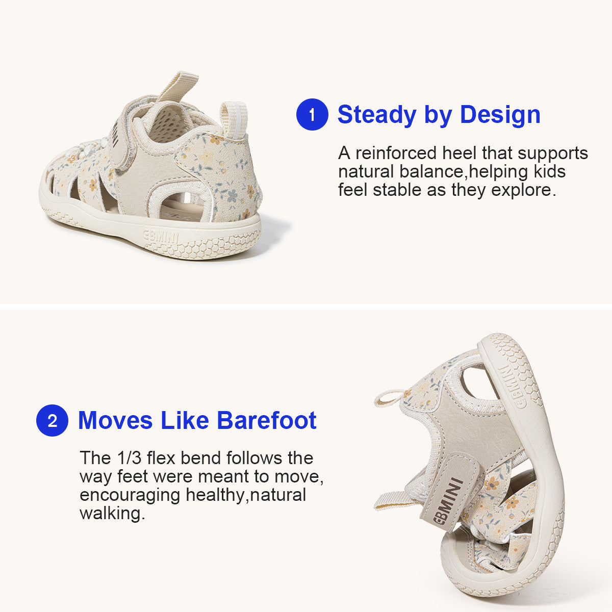 EBMINI IVY non-slip sandals with a honeycomb sole