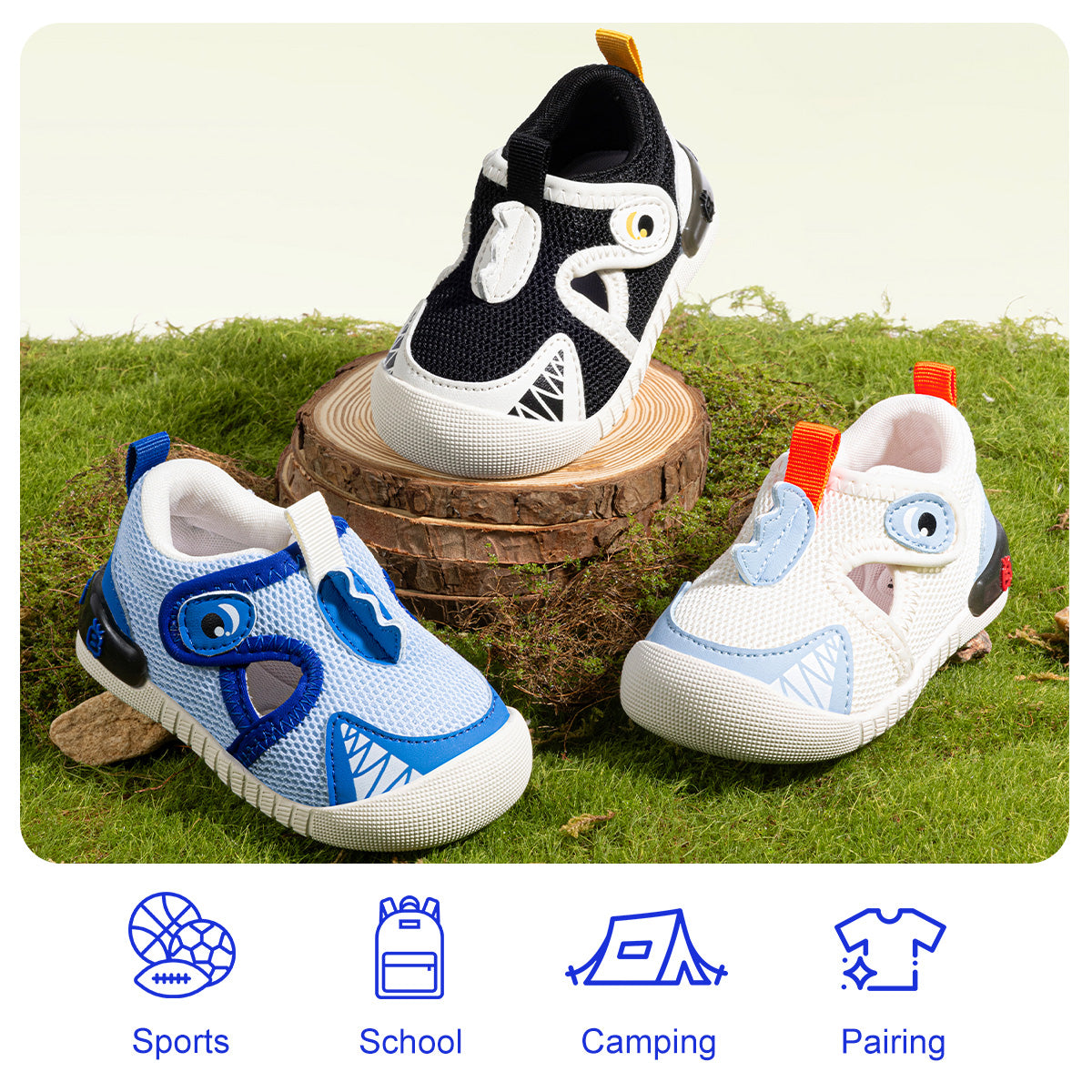 EBMINI JAWS non-slip toddler sneakers for playground adventures