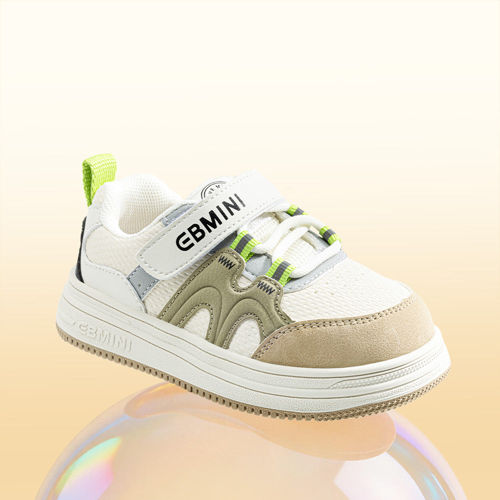 Casual retro styling of EBMINI KICKFLIP toddler skate shoes
