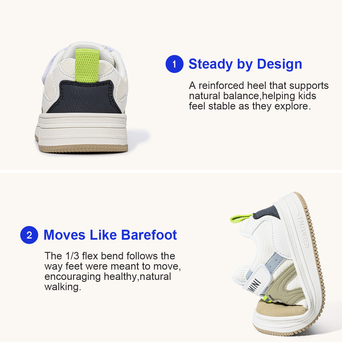 Breathable mesh and synthetic upper on EBMINI KICKFLIP toddler sneakers