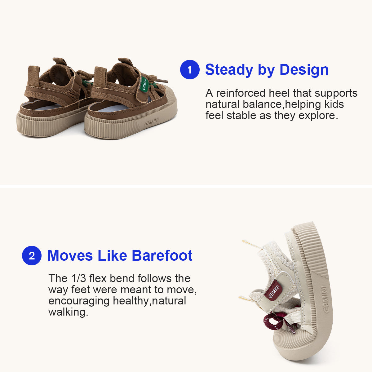 EBMINI KNOT non-slip toddler sandals for playground activities