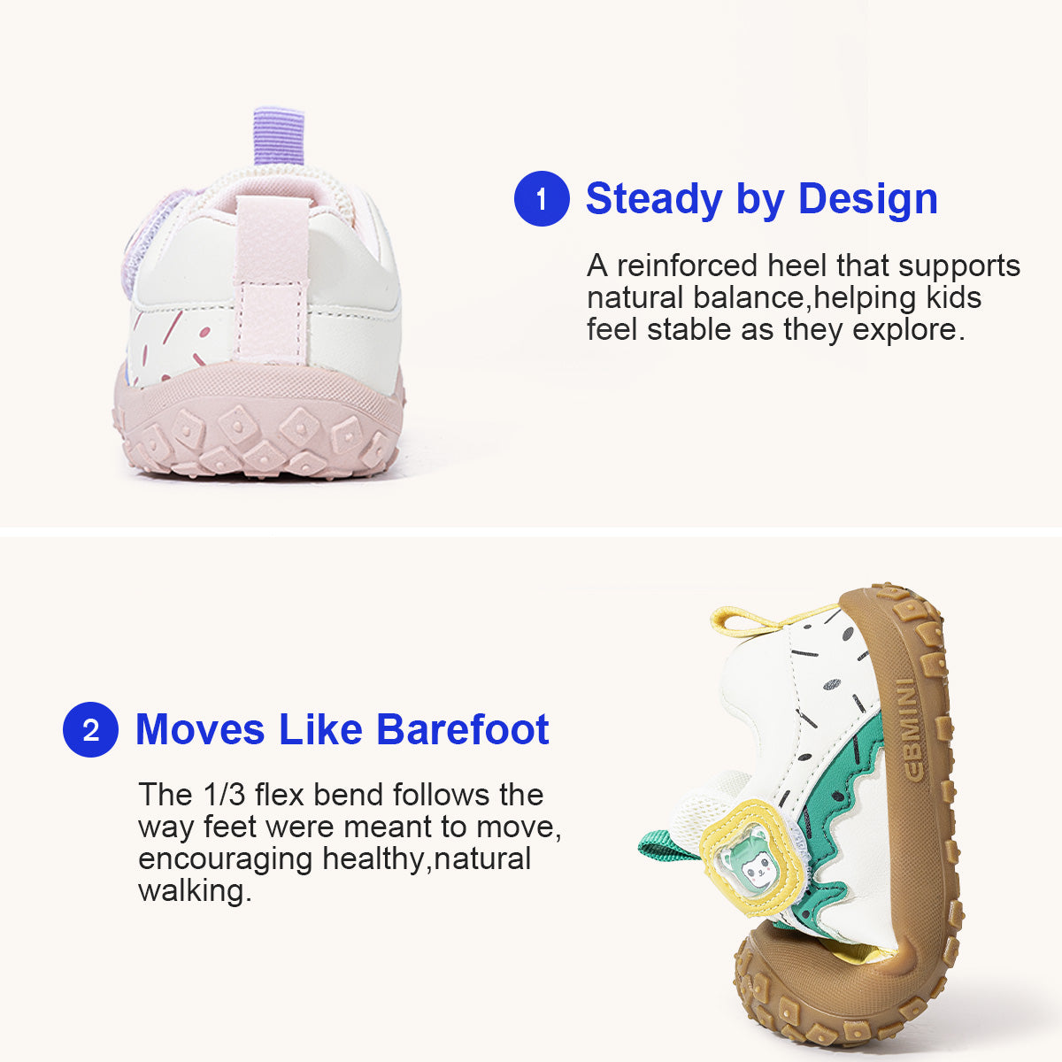 EBMINI KODIAK bear appliqué toddler sneakers — heel detail