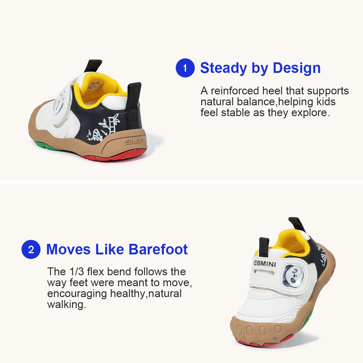 EBMINI KUMA non-slip toddler sneakers for playground adventures