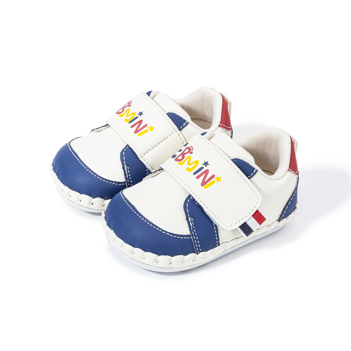 EBMINI LETTERLOOP soft sole baby prewalker shoes in blue and cream