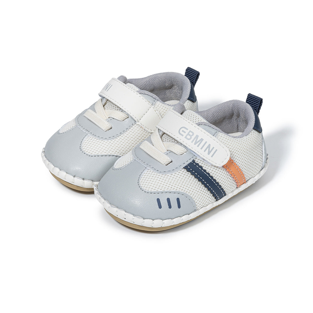 EBMINI LINO barefoot baby sneakers with a retro stripe design