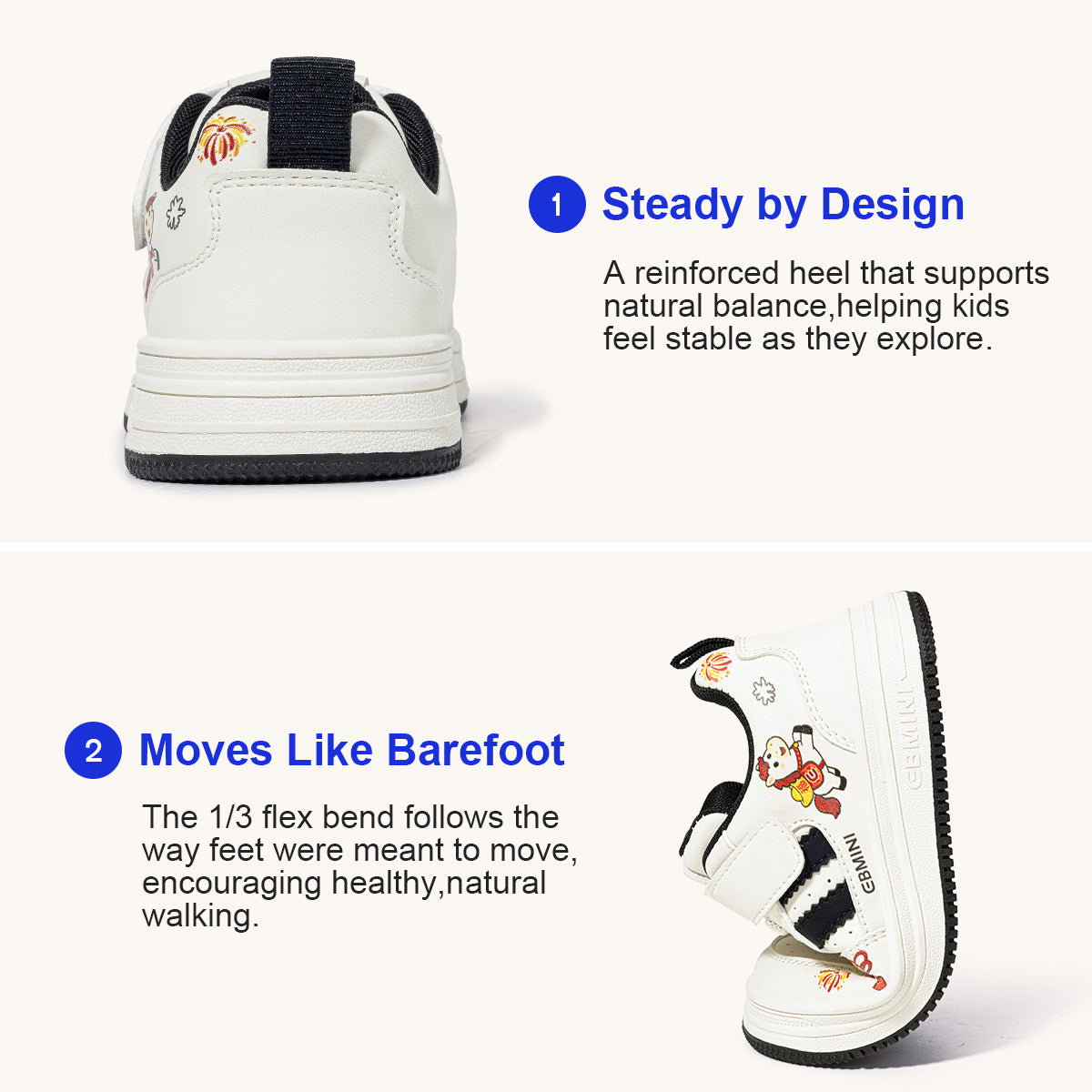 EBMINI LUCKY non-slip toddler sneakers for outdoor activities