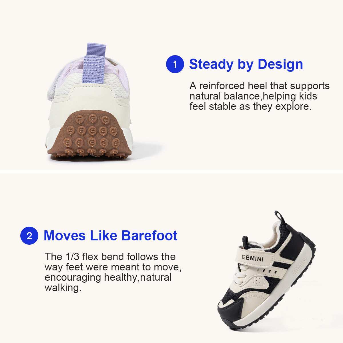 EBMINI LUSH non-slip toddler sneakers for playground adventures