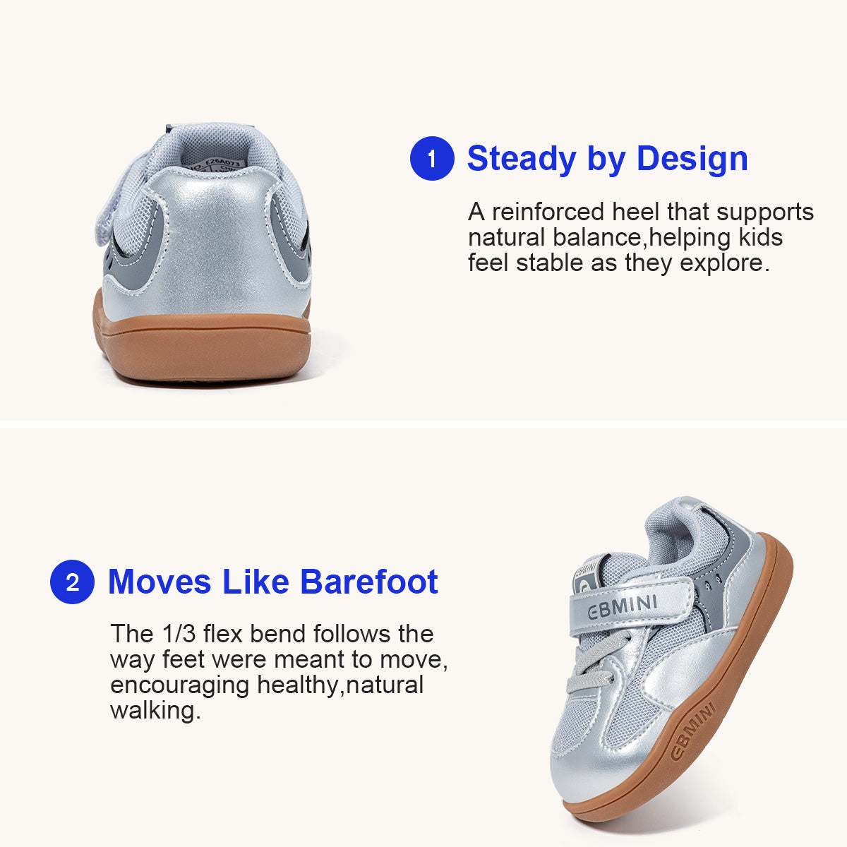 EBMINI MATCH non-slip toddler sneakers for playground adventures