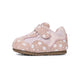 Side view of pink EBMINI MEADOW tiny floral toddler sneaker