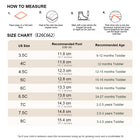 EBMINI MEADOW first walker size guide and foot measurement chart
