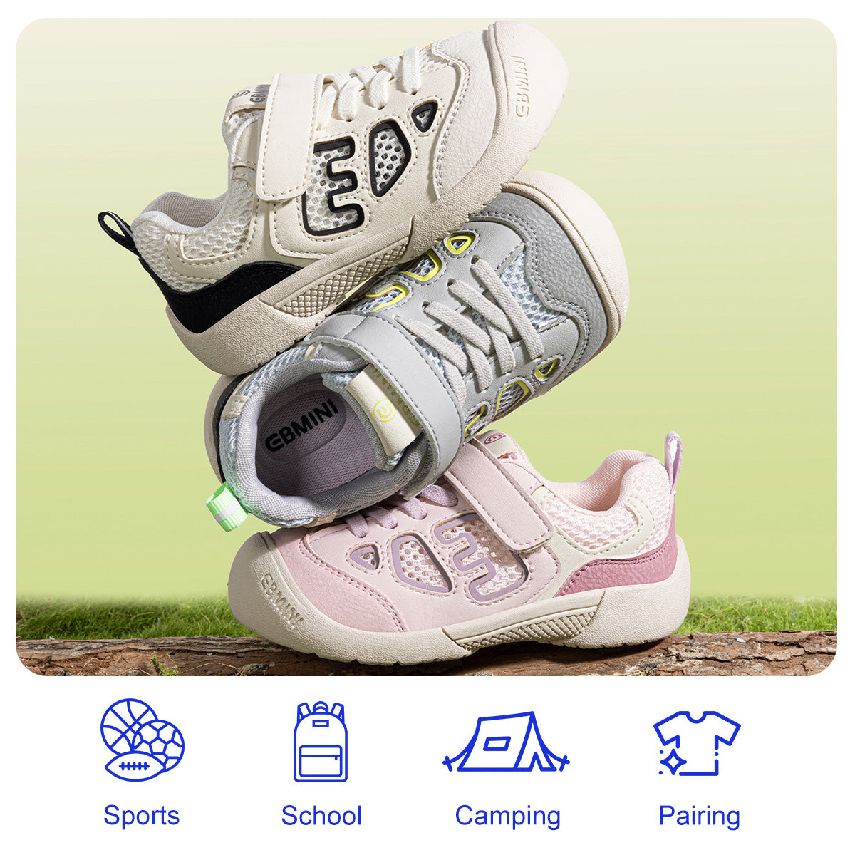 EBMINI MIRA non-slip toddler sneakers for playground adventures
