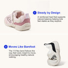 EBMINI MIRA lavender and pink barefoot sneakers for growing feet