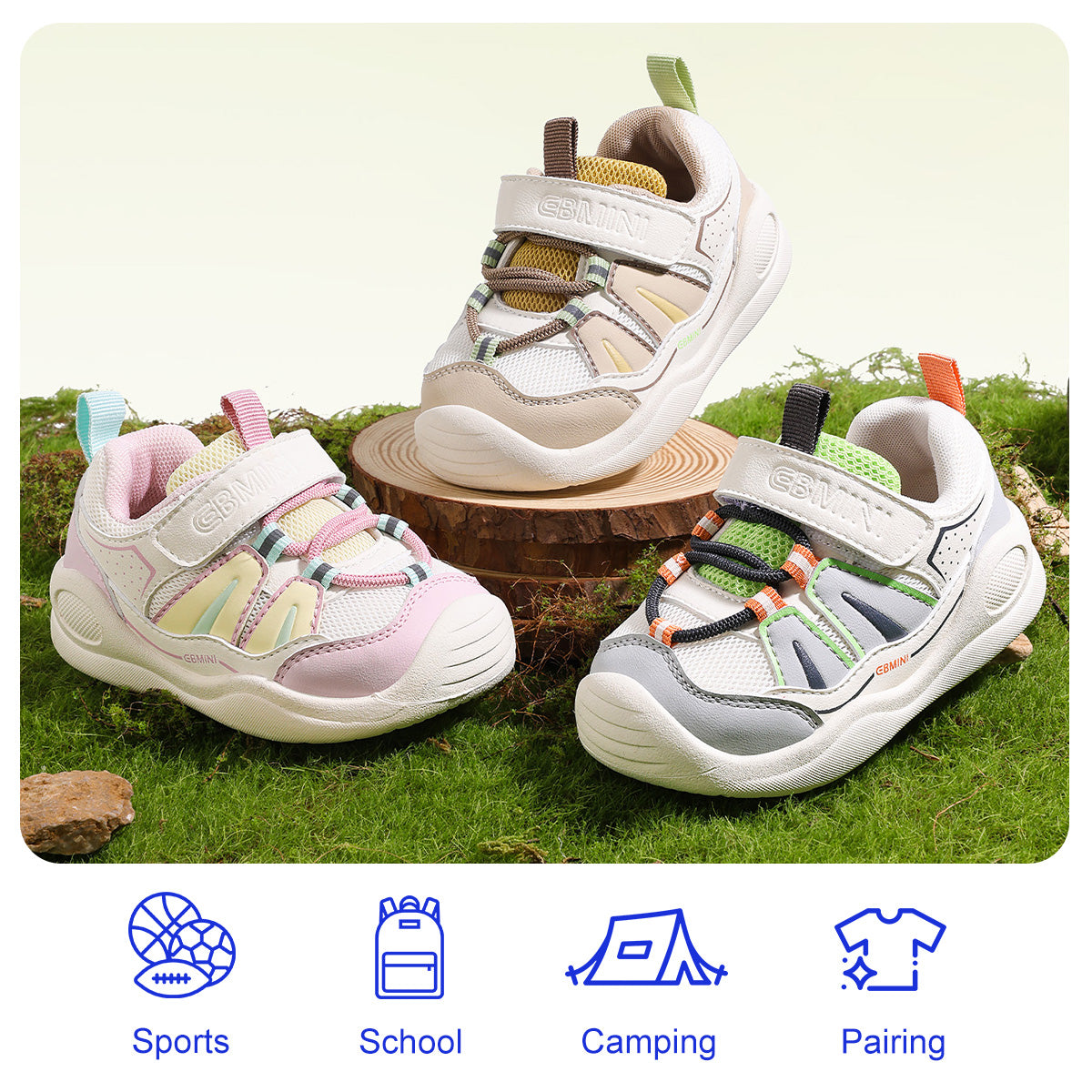 EBMINI NEON non-slip toddler sneakers for playground adventures