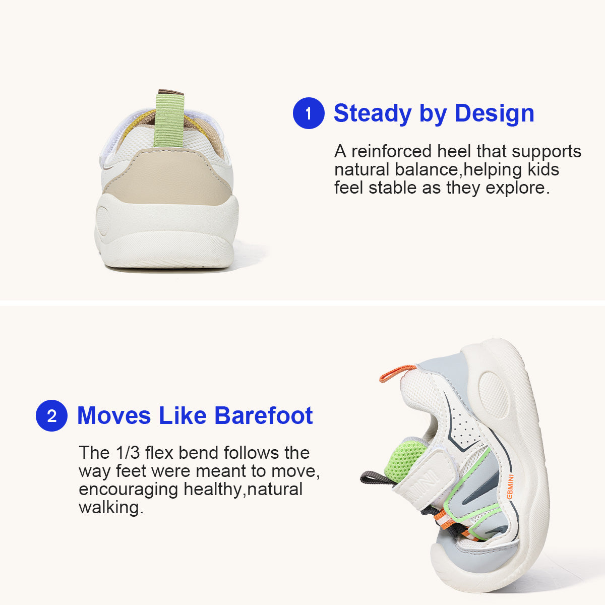 EBMINI NEON green neon sneakers for growing feet
