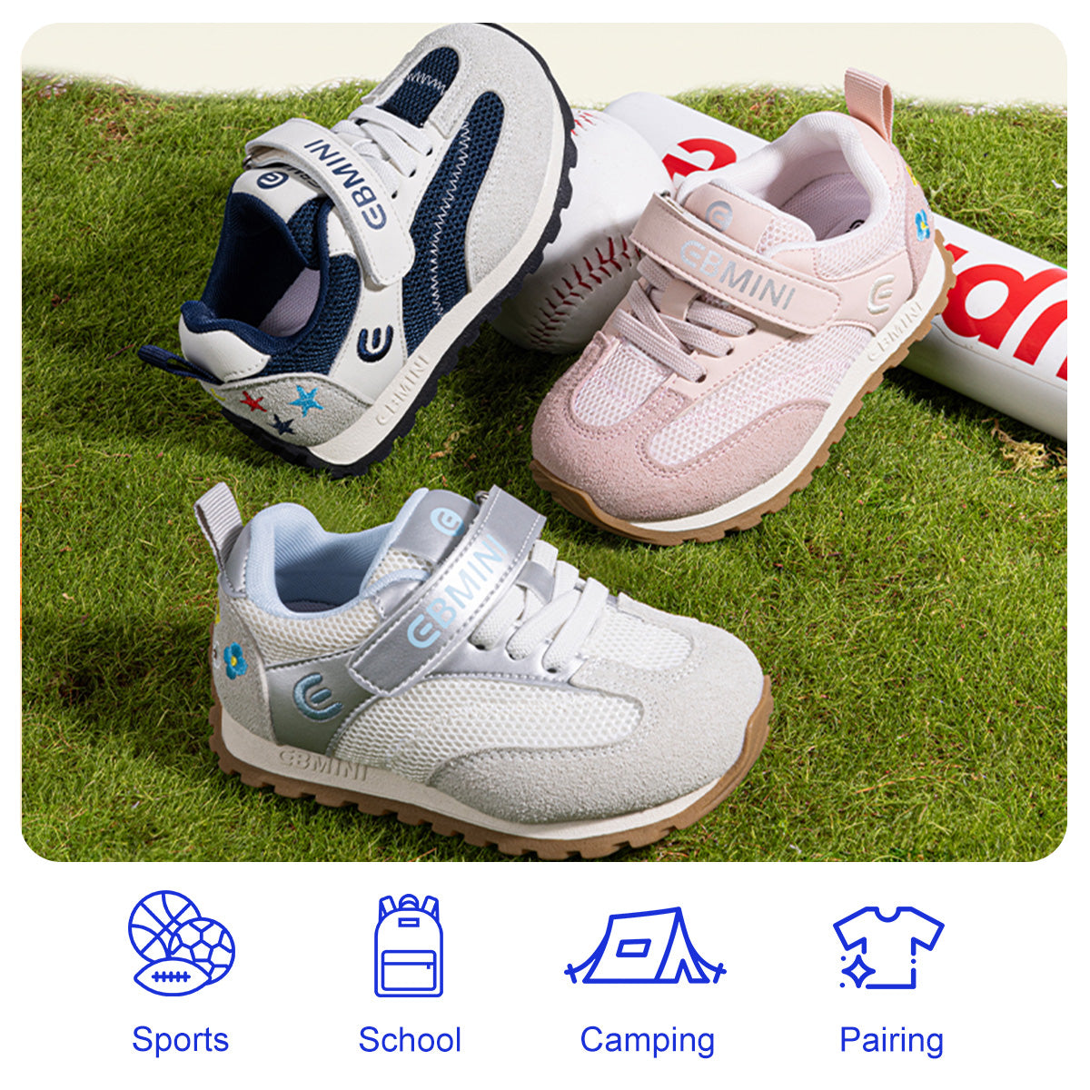 EBMINI ORION suede and mesh sneakers for everyday play