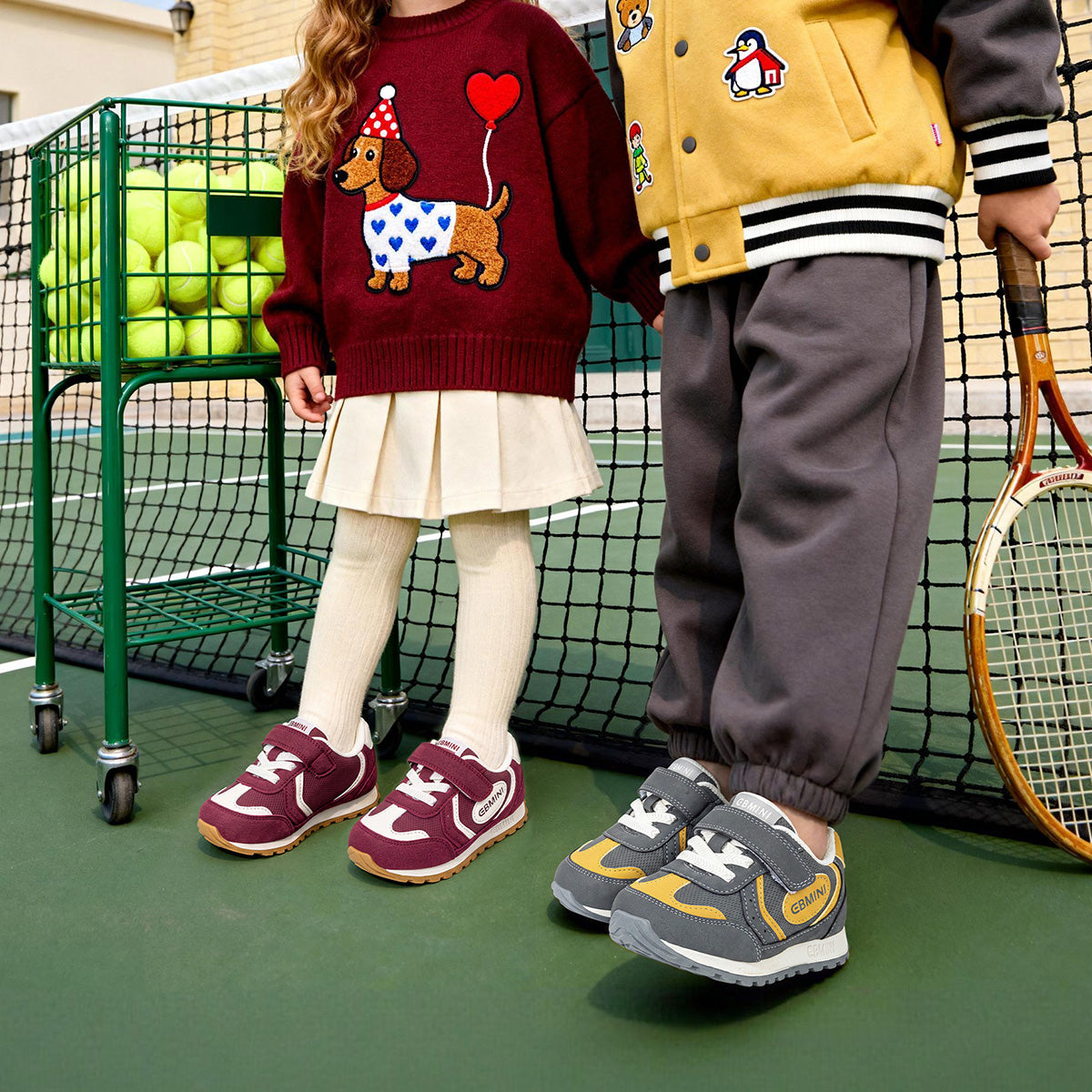 EBMINI PACE retro color block kids sneakers — upper detail