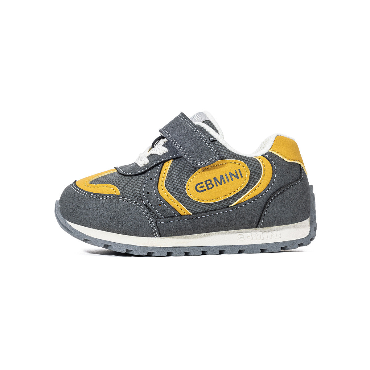 EBMINI PACE retro color block kids sneakers — on-foot styling