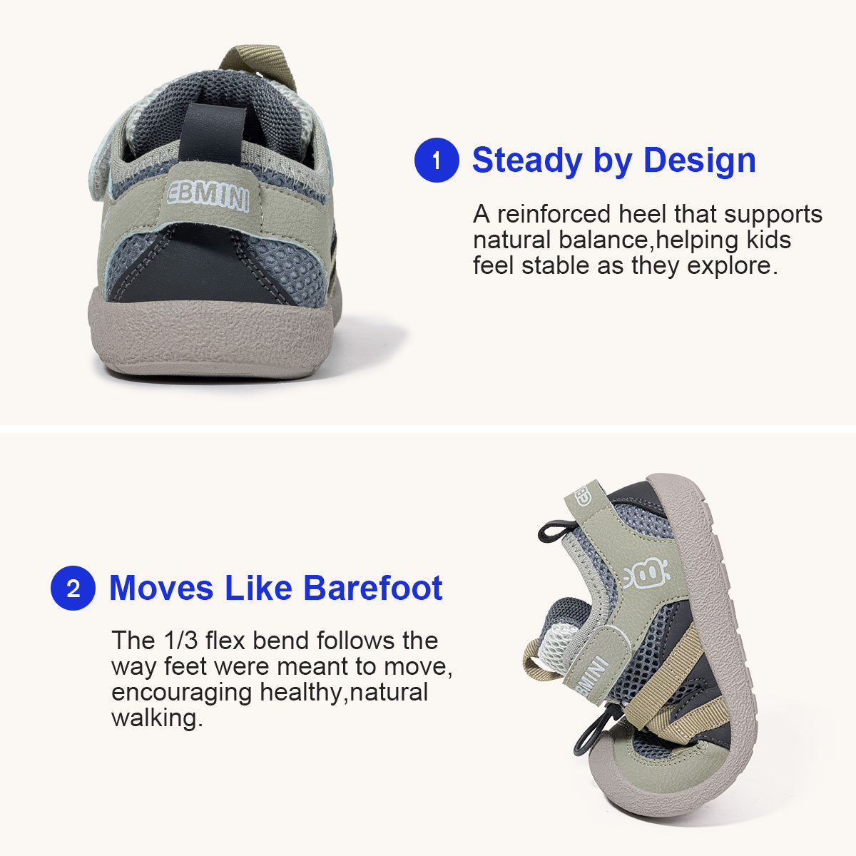 EBMINI PACE non-slip toddler sneakers for playground activities