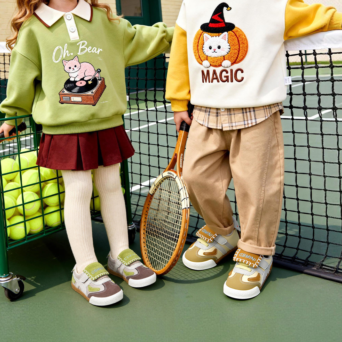 EBMINI PATCHWORK retro double-strap toddler sneakers — upper detail