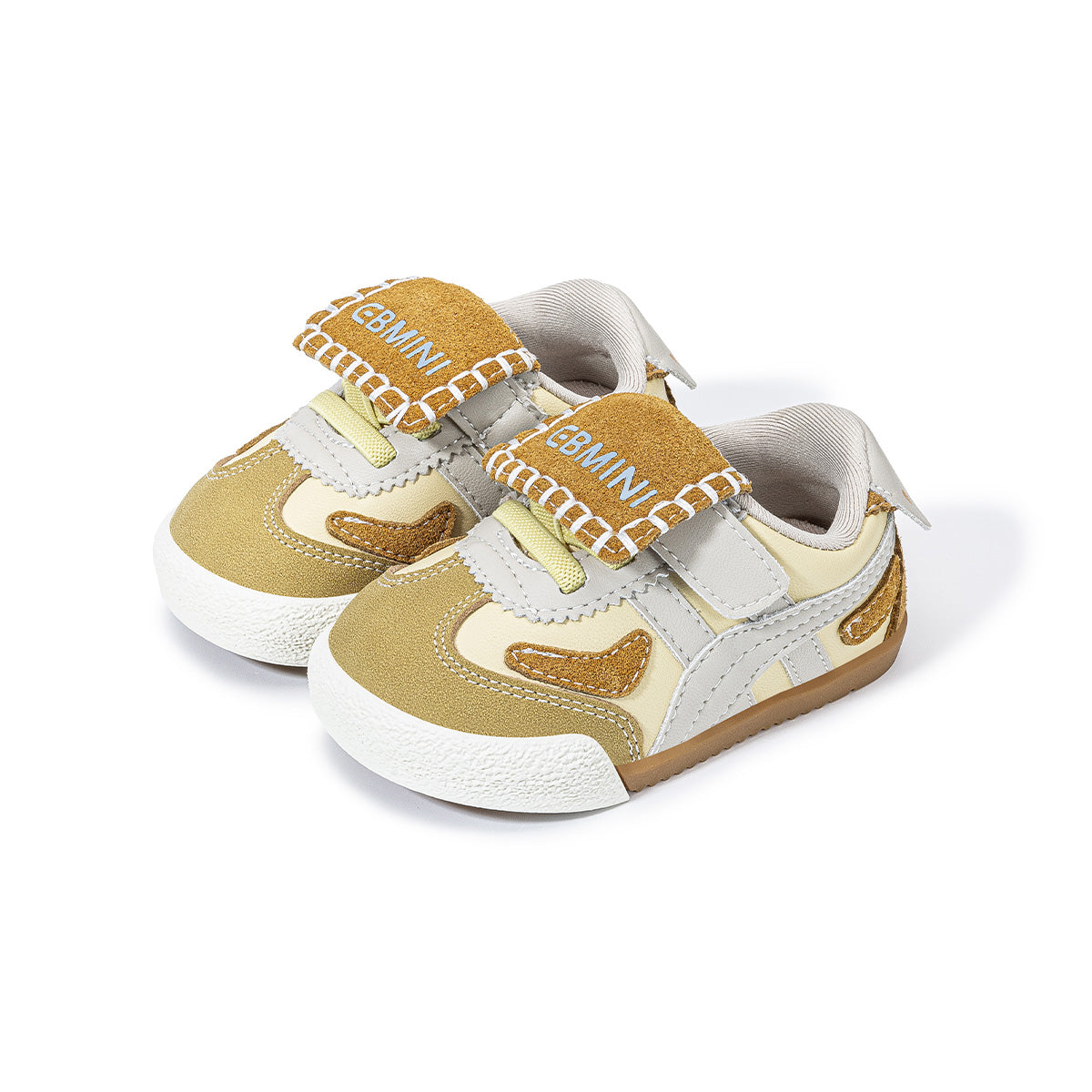 EBMINI PATCHWORK retro double-strap toddler sneakers — on-foot styling