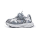 Side view of gray EBMINI PEARL breathable glitter bow sneaker