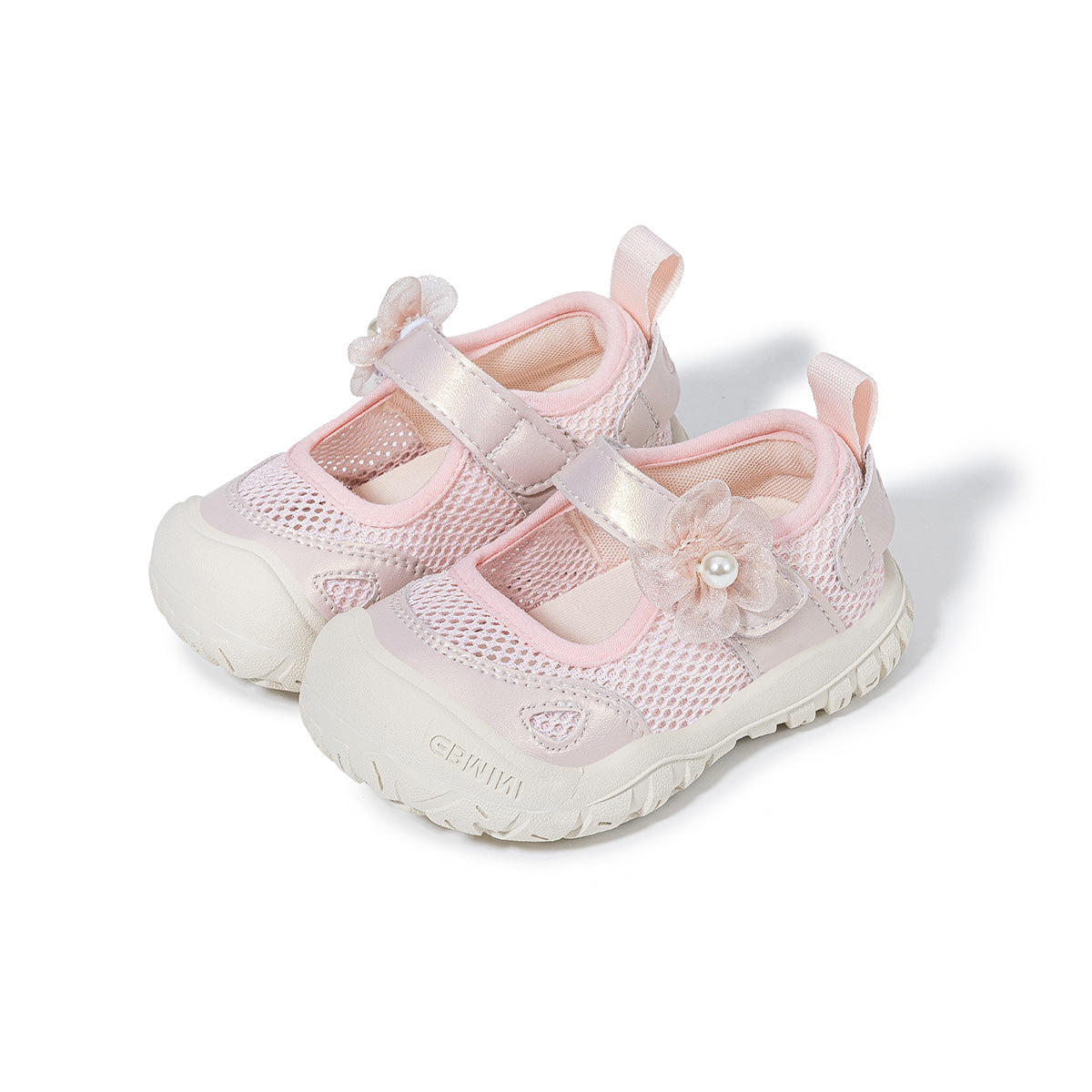 EBMINI POSY barefoot toddler sneakers with a floral Mary Jane design
