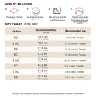 EBMINI PULSE barefoot toddler sneakers size guide