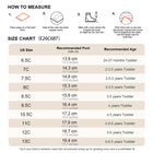 EBMINI RACER kids sneaker size guide and foot measurement chart