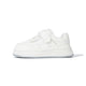 Side view of white EBMINI RACER wide-toe court sneaker