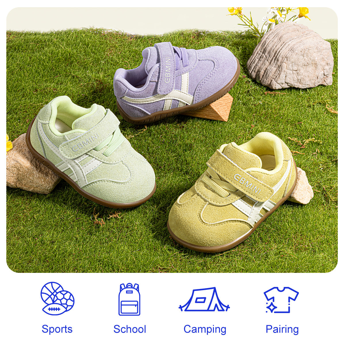 EBMINI RALLY pink white and yellow retro sneakers