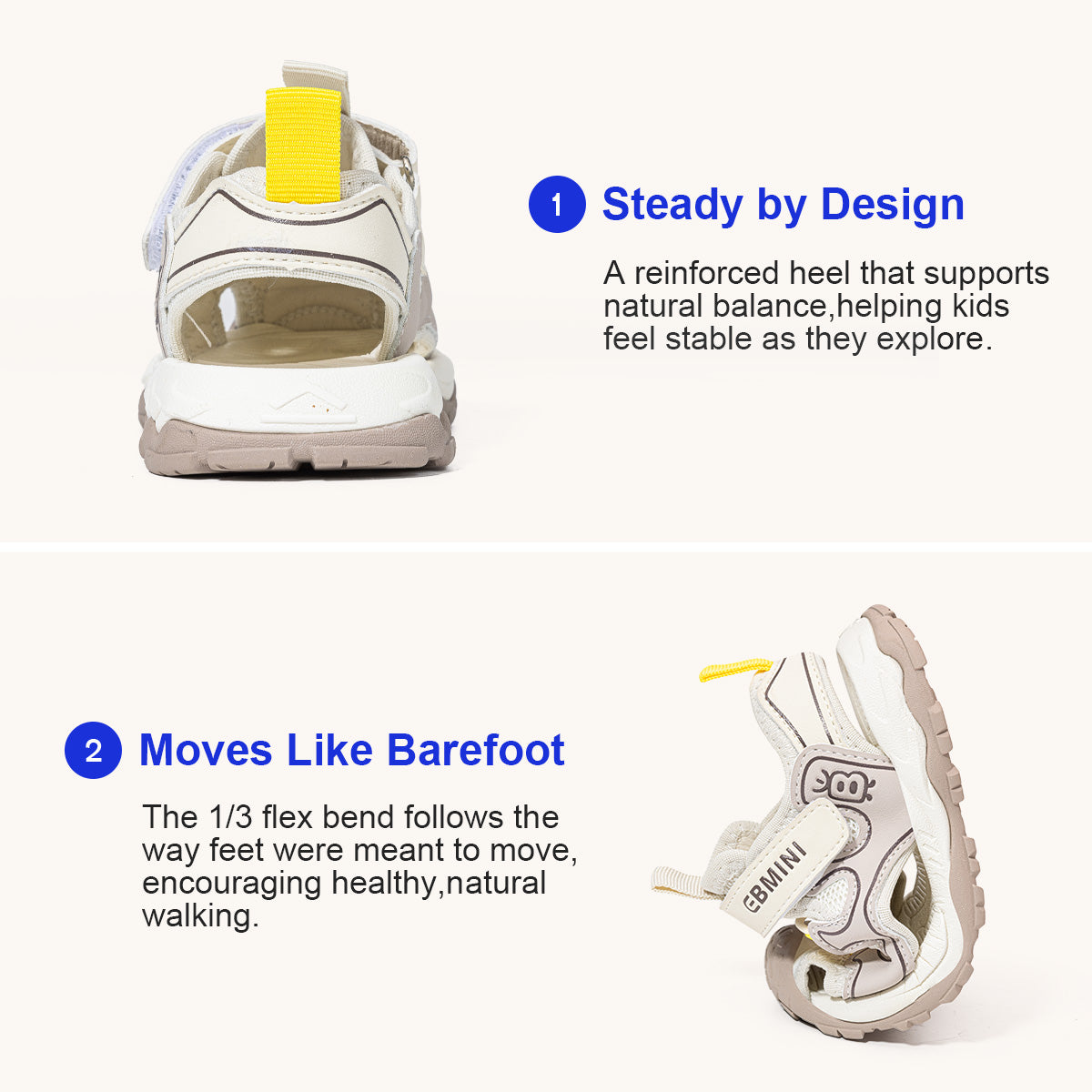 EBMINI RETRO beige black pink and yellow toddler sandals