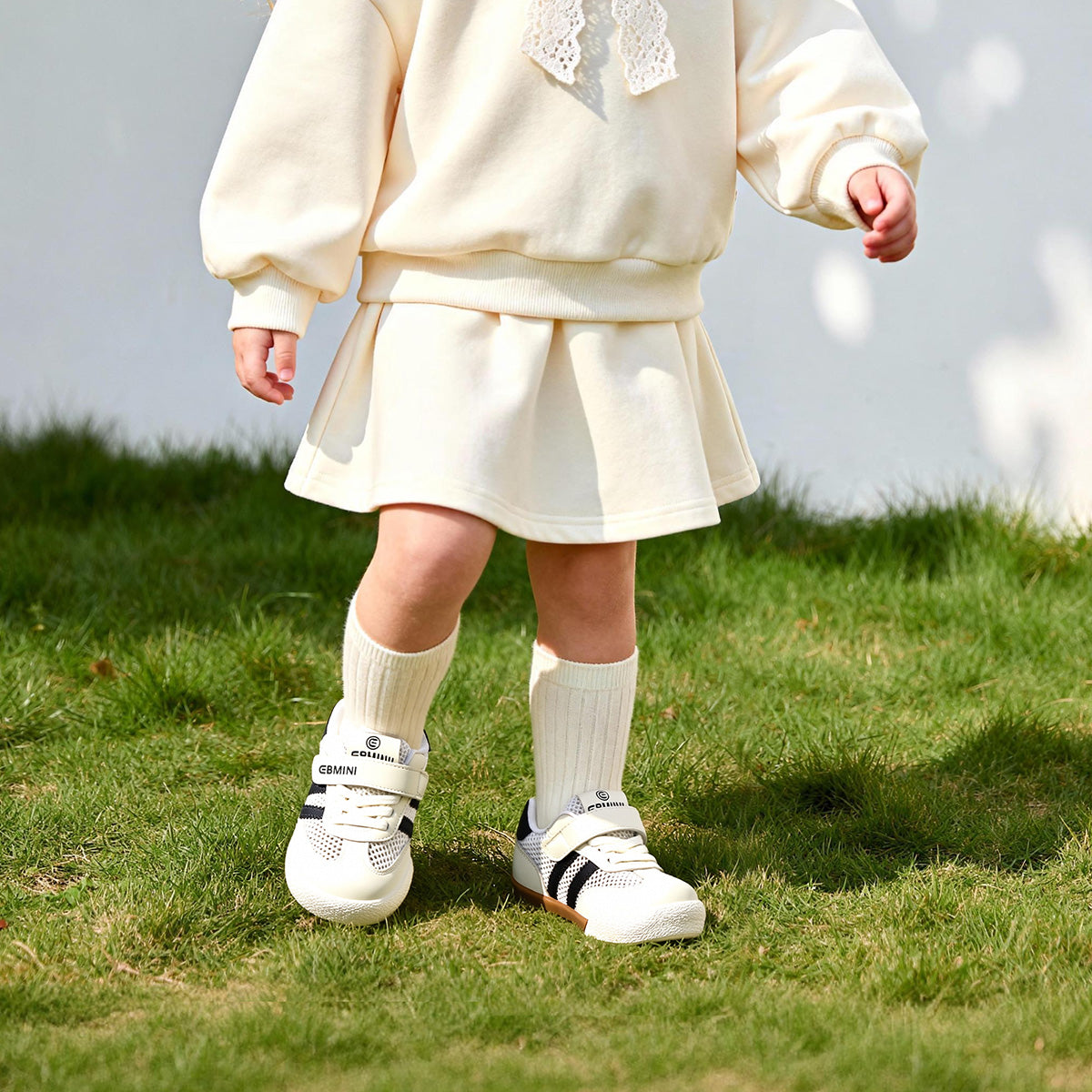 EBMINI RETRO minimalist white sneakers for growing feet