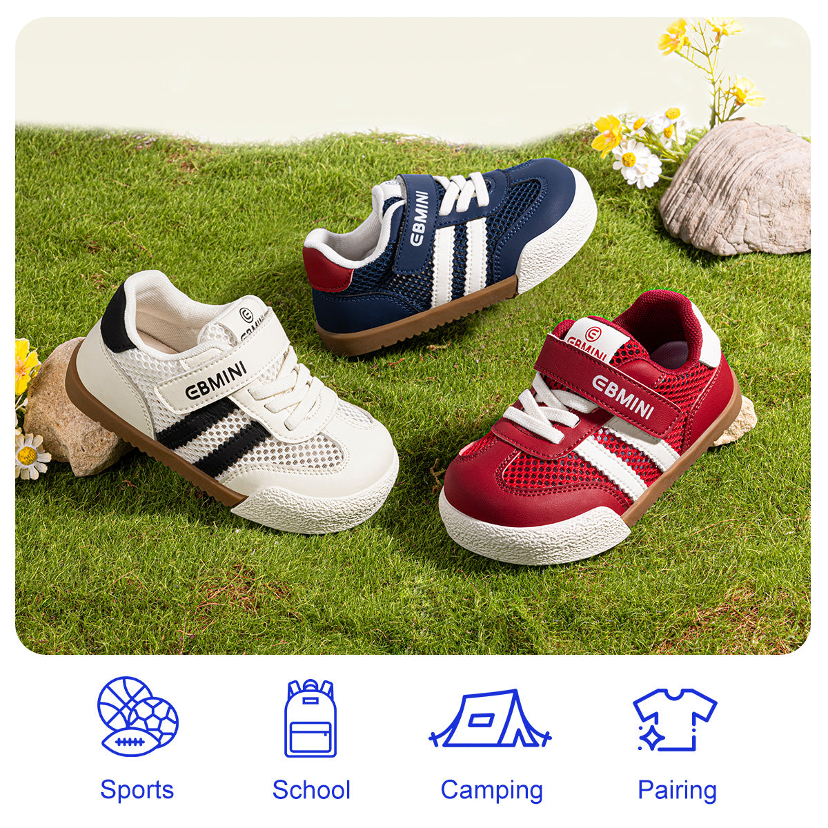 EBMINI RETRO non-slip toddler sneakers for playground activities