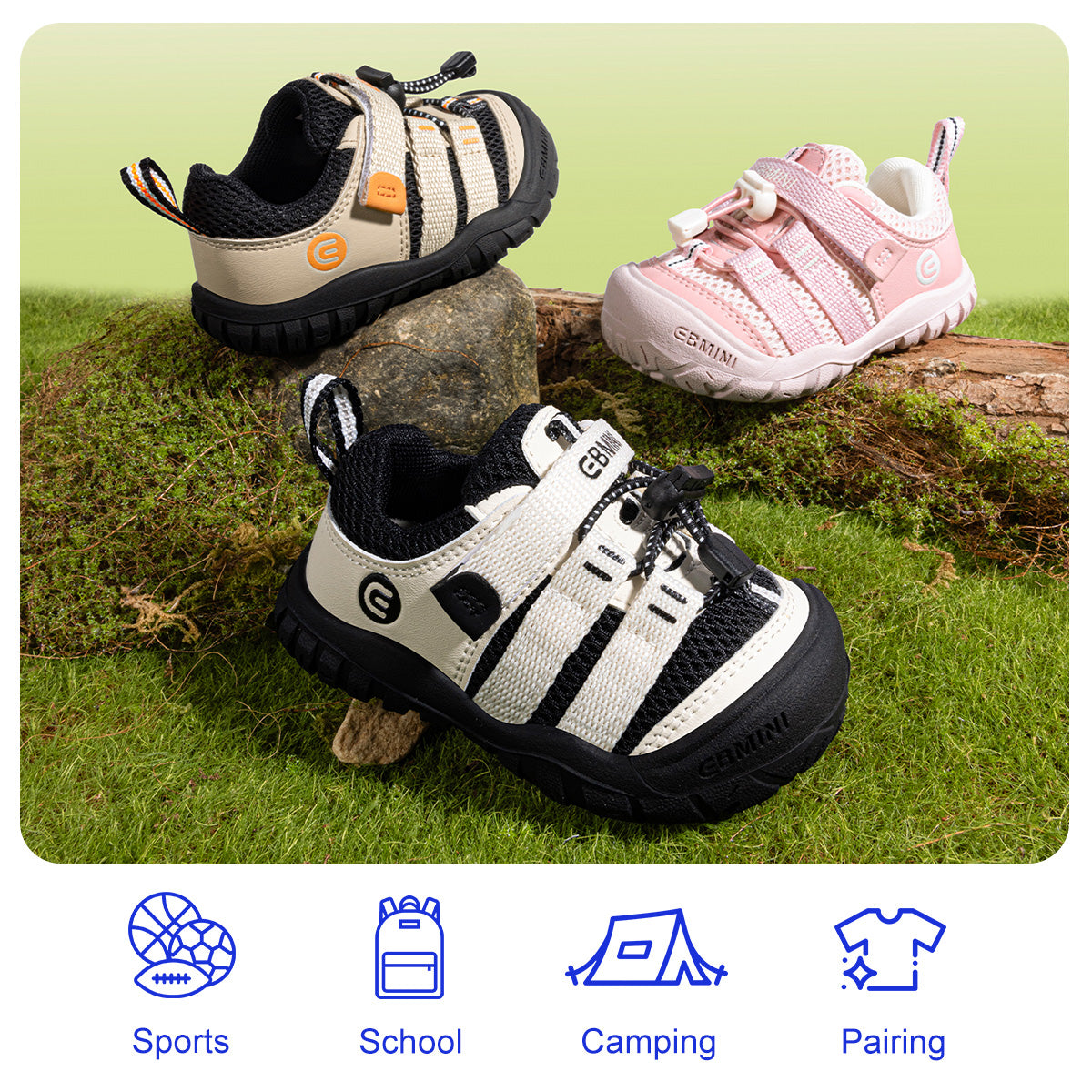 EBMINI ROAM lightweight trail sneakers for everyday play