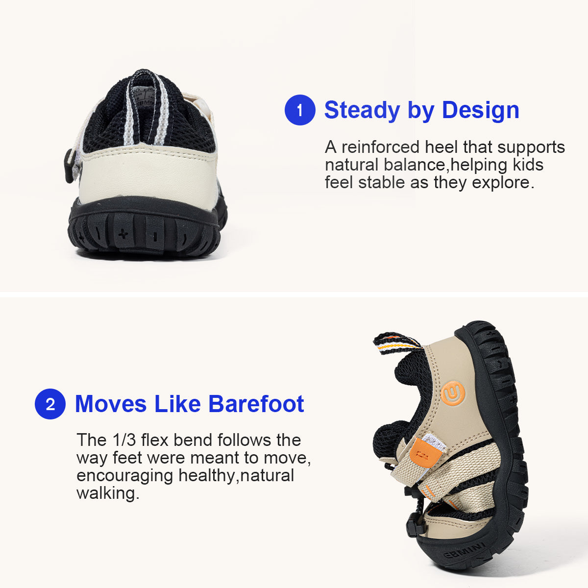 EBMINI ROAM non-slip toddler sneakers for playground adventures
