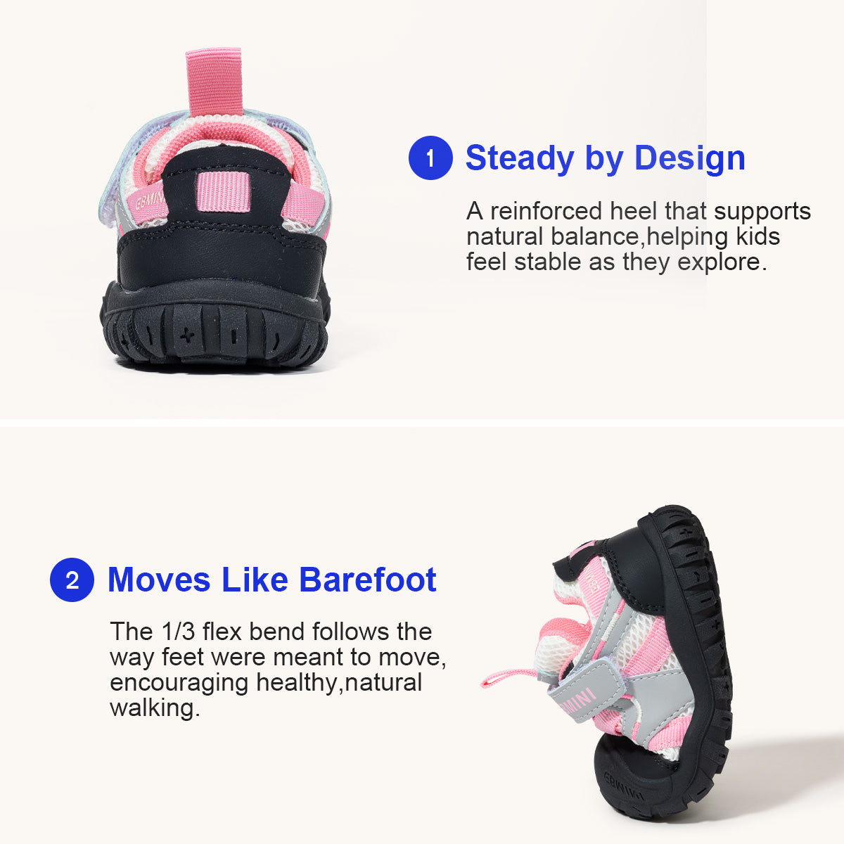 EBMINI ROVE non-slip toddler sandals with a lug outsole