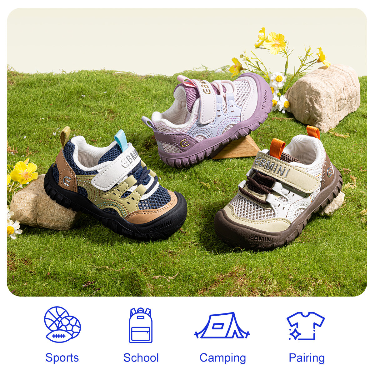 EBMINI ROVER toddler sneakers with a convenient heel pull tab