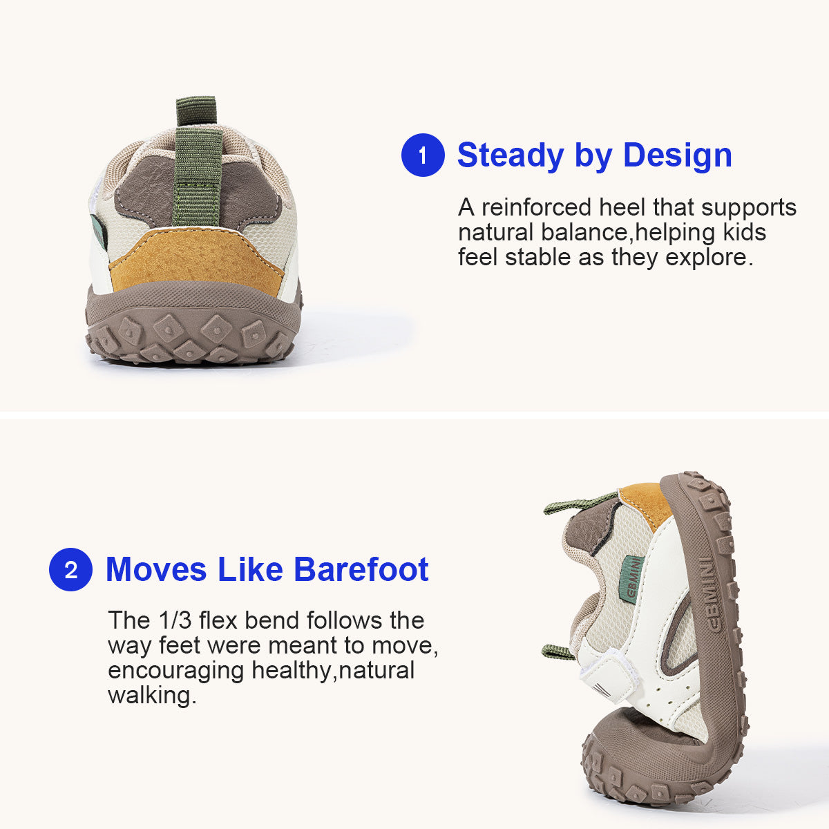 EBMINI ROVER toddler sneakers with stable heel and flexible forefoot