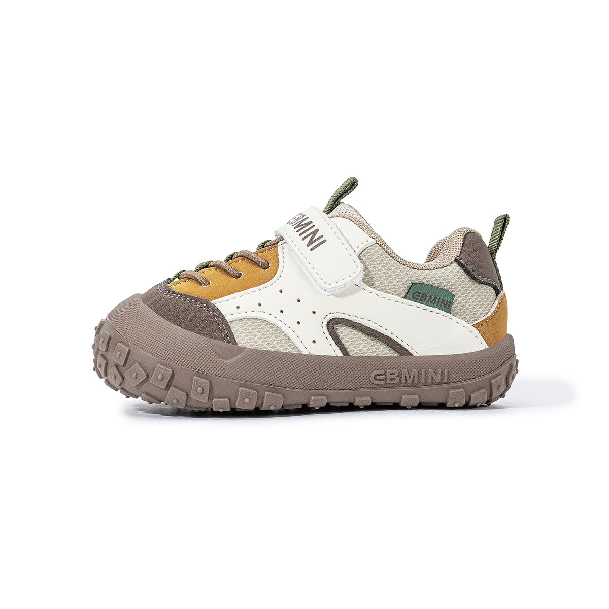 EBMINI ROVER brown toddler sneaker side profile with rubber bumper